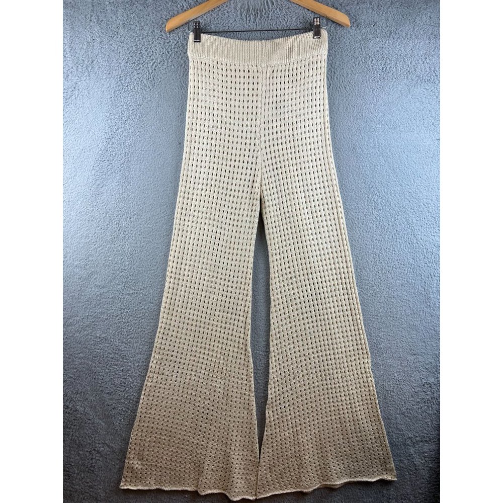 New Elan Natural Crochet Cardigan sweater / crochet pant set size M - Picture 4 of 16